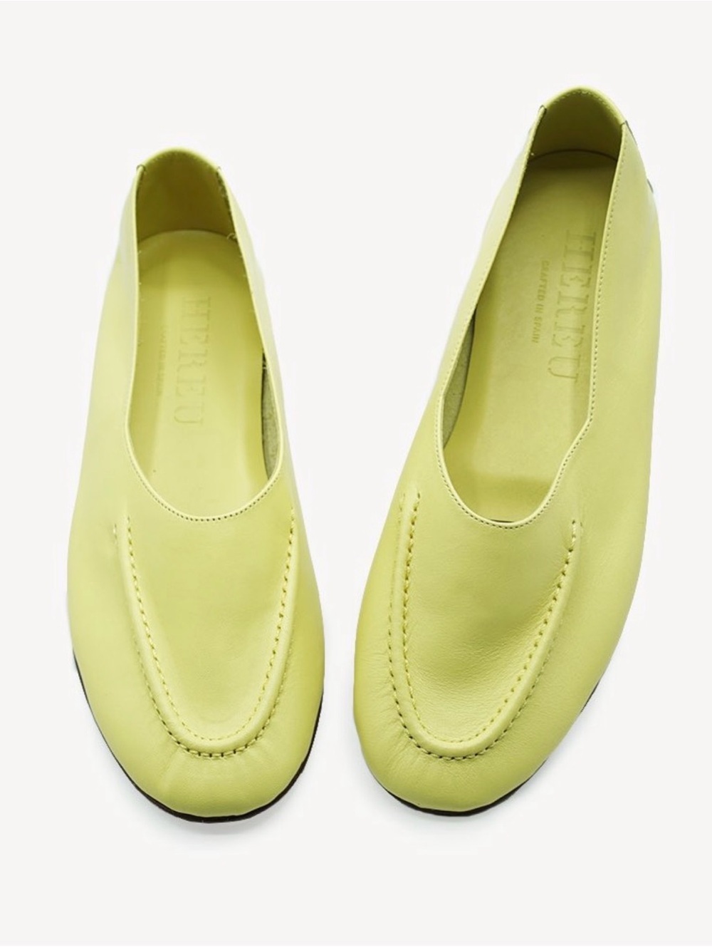 Lemon Yellow Leather Slip-On Loafers